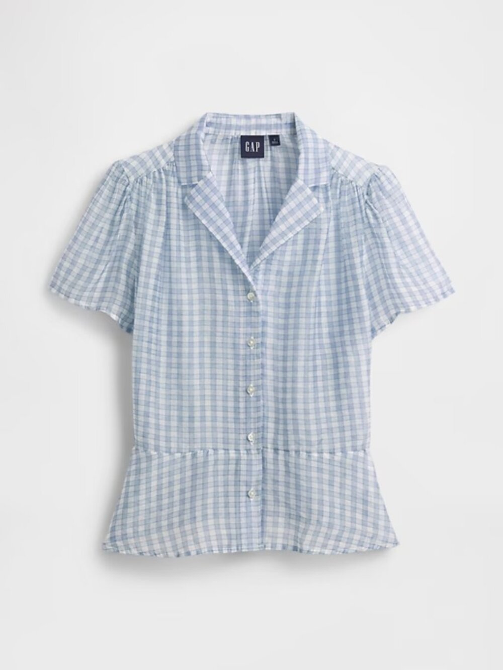 Gap Sheer Button-Front Peplum Top